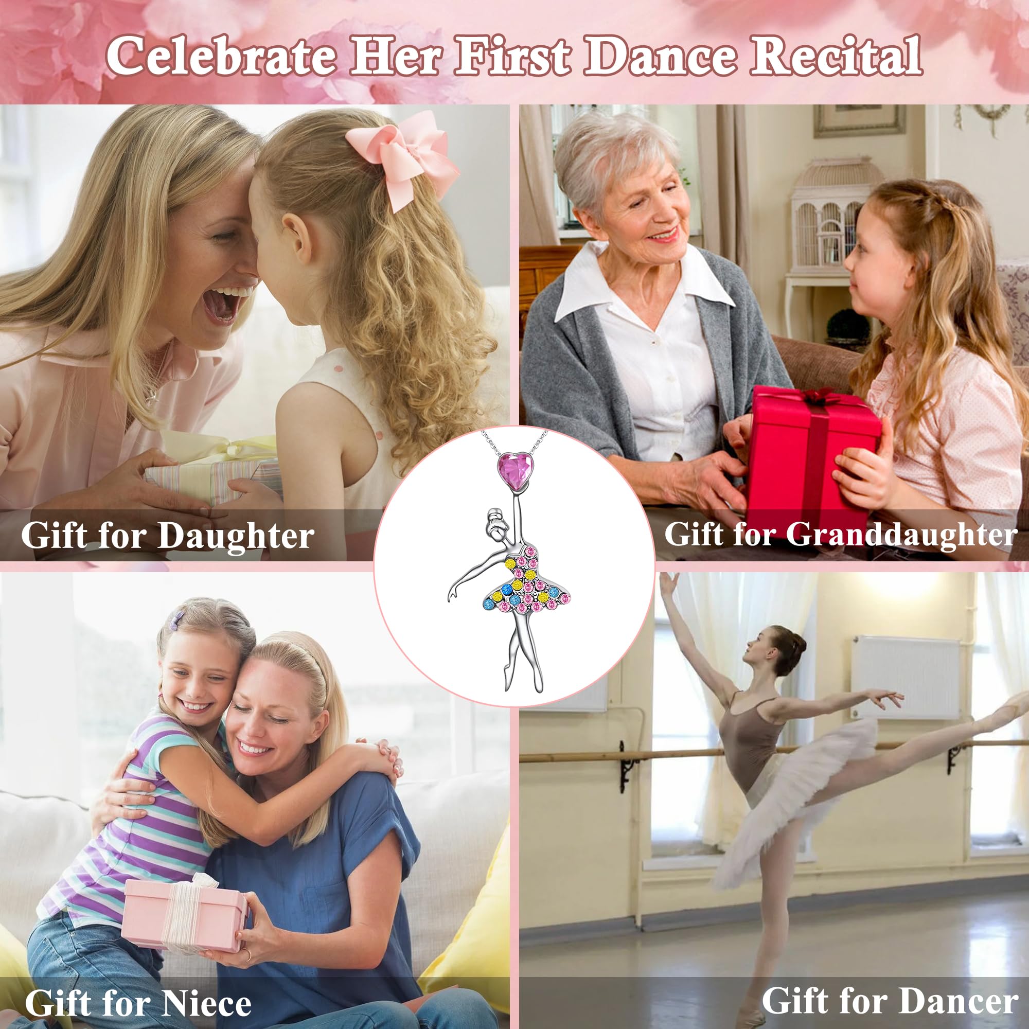 SmileBelle Cheerleader Gymnastics Dance Recital Gifts for Girls, Dance Horse Necklace Cheerleader Outfit as Birthday Gifts for Her, Gymnastics Cheer Necklace Stuff Jewelry as BDAY Gift for Daughter