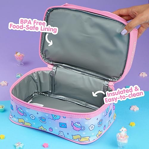 Miniatura 4 de Blippo® Lonchera rosa para niñas – Lonchera aislada para niños – Bolsa de almuerzo de doble compartimento para niñas – Bolsa de almuerzo para niños
