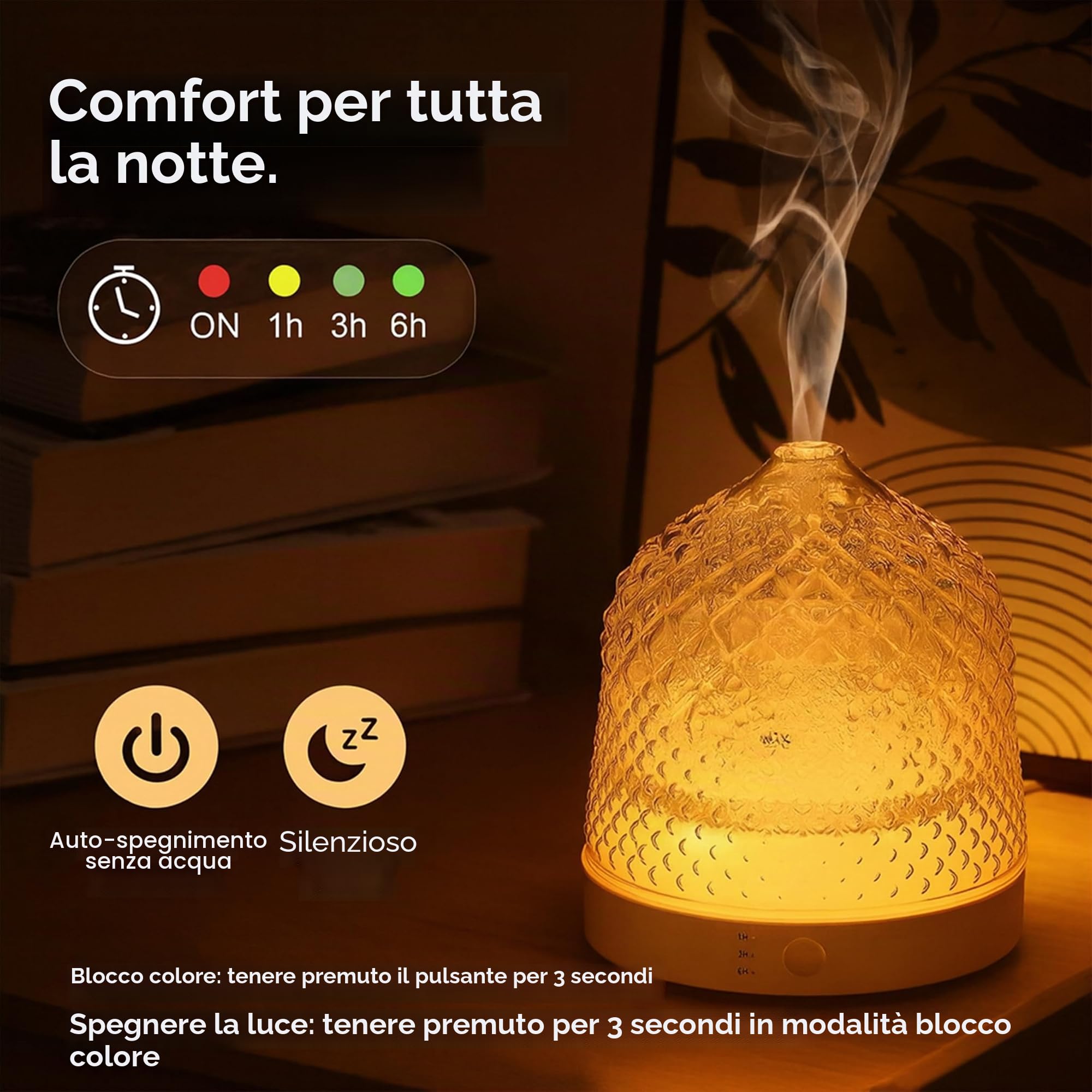 ALMA Diffusore & Umidificatore di Oli Essenziali con Serbatoio in Vetro da 200 ML – Aromaterapia elegante con Vetro, Illuminazione LED d'Atmosfera 10 ore di Nebbia lenitiva (White)