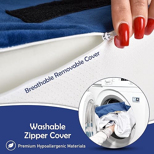 Miniatura 5 de Juego de almohadas ortopédicas de cuña para cama, juego de 5 almohadas de cuña, ajustables y cómodas, espuma viscoelástica poscirugía para aliviar