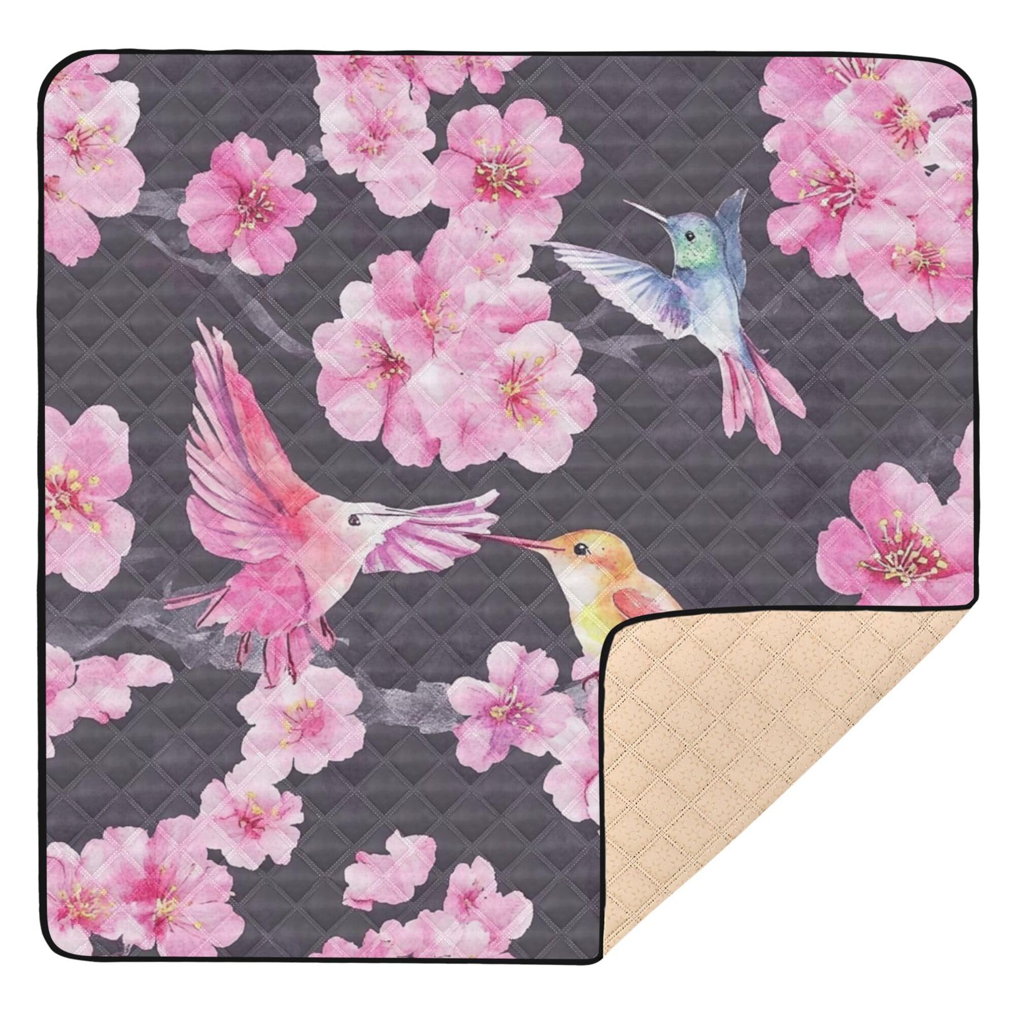 Kwiaty kolibry - 1 miękka piankowa mata gimnastyczna dla niemowląt i mata do aktywności na podłogę lekka mata do zabawy dla niemowląt maluch niemowlę, 127 cm x 127 cm