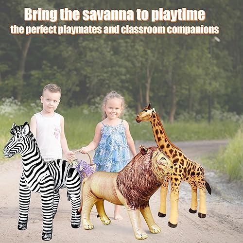Miniatura 8 de Jet Creations Paquete de 3 jirafas Zebra Lion safari Ideal para piscina, decoración de fiestas, AN-GZL