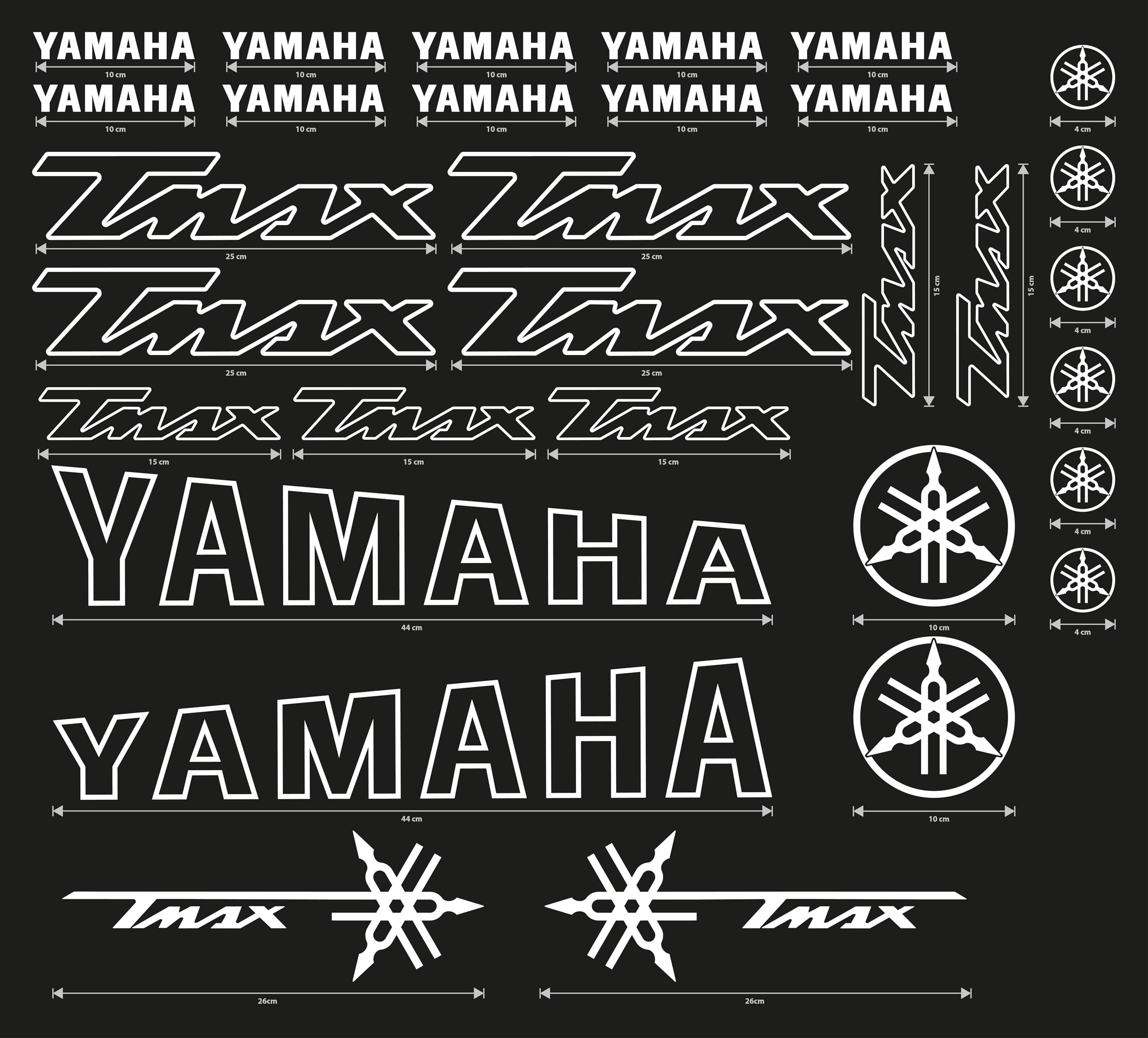 Adesivi Compatibili con Yamaha TMAX 500/530 / 560 – Kit Sticker Moto Scooter in Vinile Alta Qualità – Impermeabili, Resistenti UV – Facile Applicazione – Vari Colori