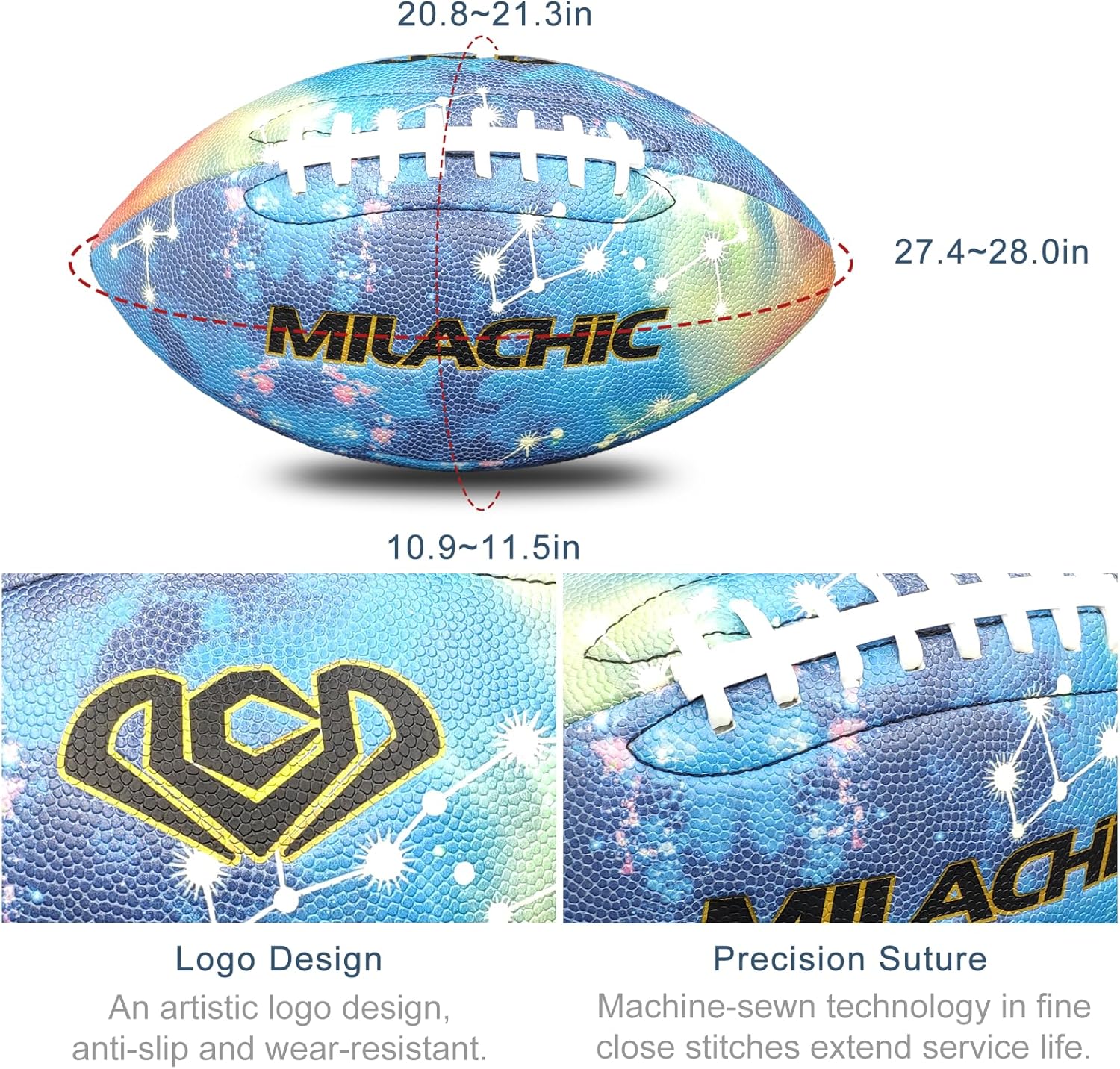 Glow in The Dark Football Size 9 & Youth Size 6, Luminous Glowing Footballs Super Grip Composite Leather Football Balls with Pump and Ball Carry Bag
