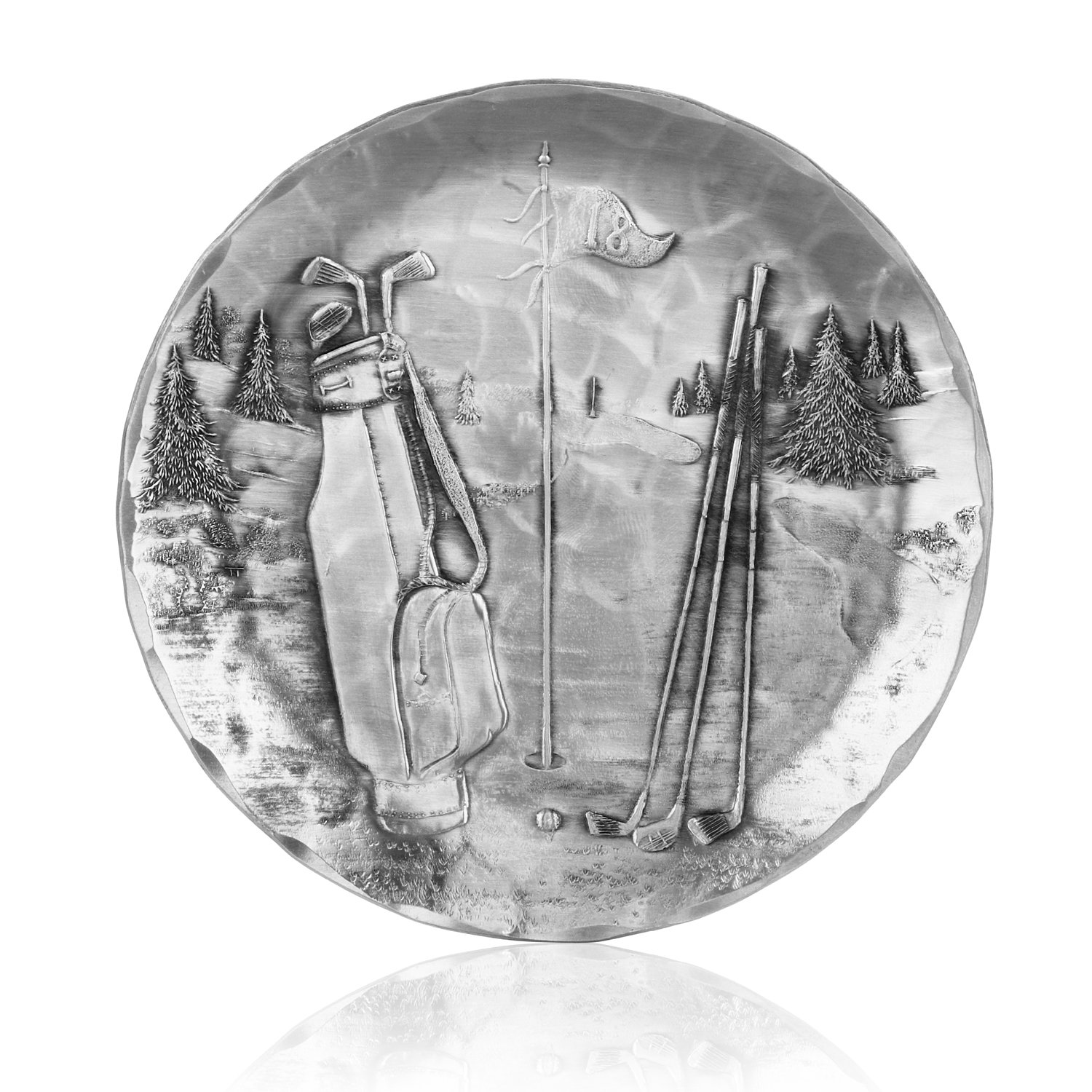 Wendell August Golf Coaster, Hand-Hammered Aluminum, Keeps Tabletops Safe, 4.5 Inch Round Coaster