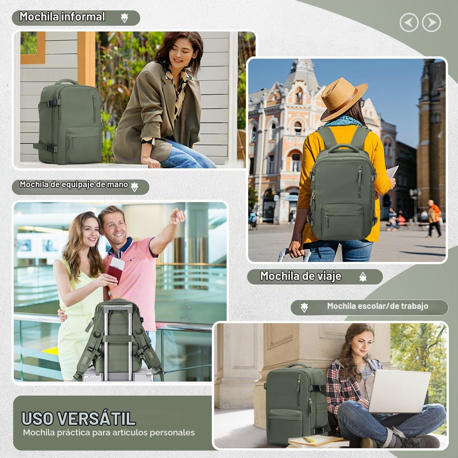 SEAFEW Mochila Viaje Cabina Avion 40x30x20 para Ryanair Equipaje de Mano