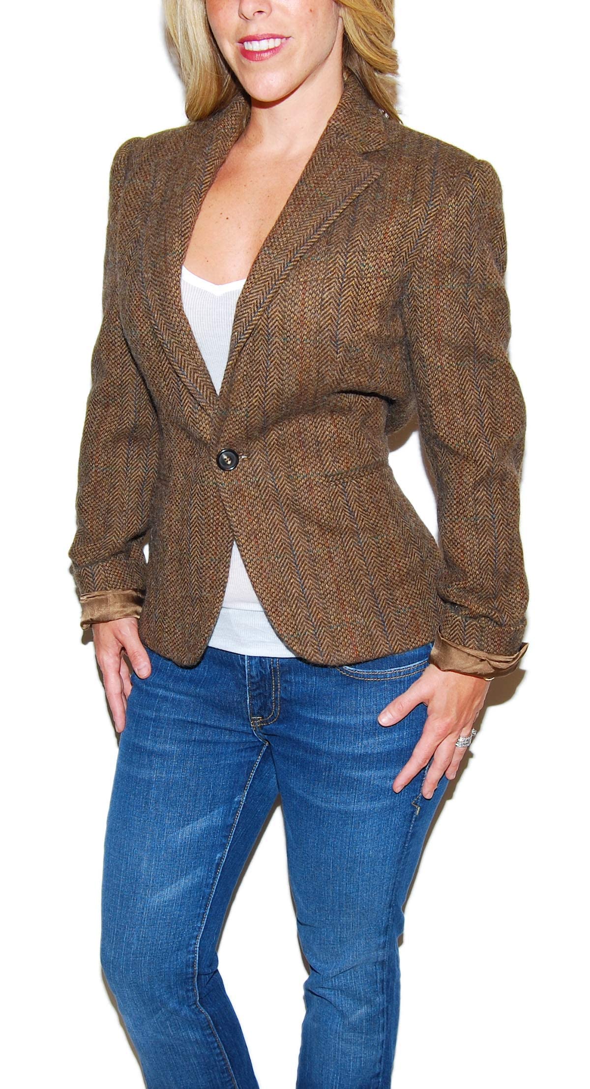 Ralph Lauren Purple Label Women Polo Womens Brown Lambswool Olive Blazer Jacket USA 8 2398 12 2 398