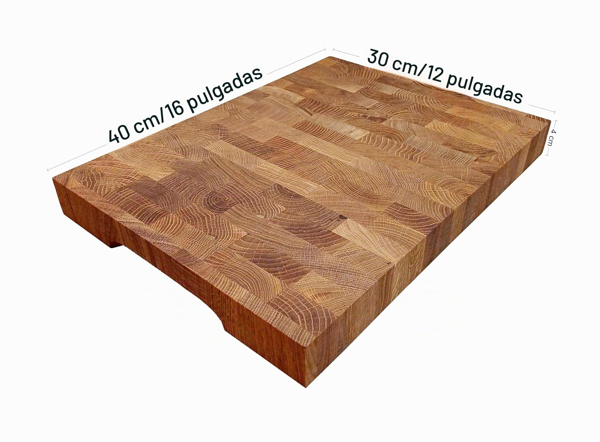 Wooden World – Sólido bloque de corte de madera de haya 40×30 cm – Tabla de cocina con asa, tabla de carnicero profesional para carne, verduras y pan