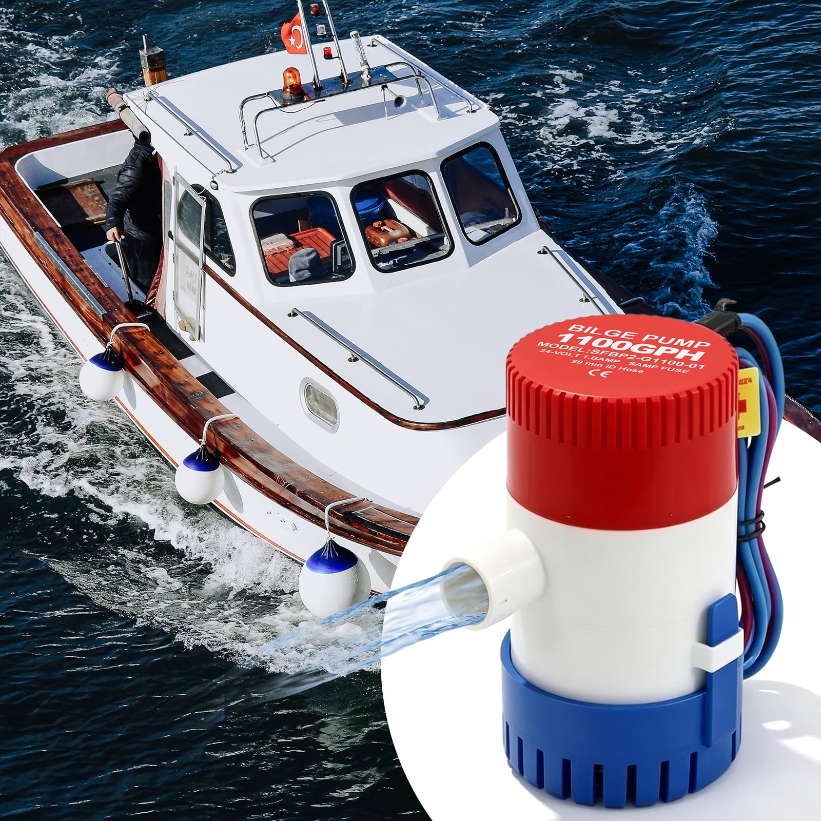 BilgenpumpeS 12V,Geräuscharme BilgenpumpeS Mit Schlauchset,Non-Automatic Bilgenpumpe,Bilgenpumpe Für Marineboote Für Boote Und Yachten,Pools,Wohnmobil,1100 GPH,Klein,Wartungsfreundlich