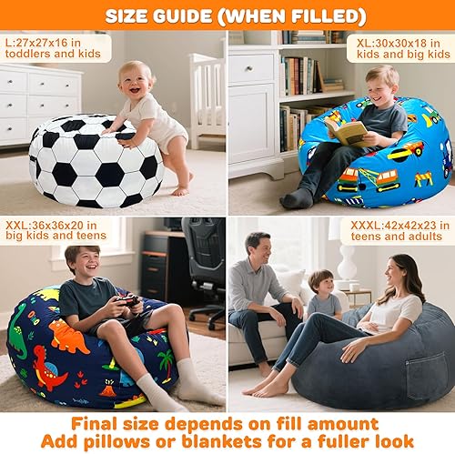 Miniatura 4 de Lukeight Dinosaur Stuffed Animals Storage Bean Bag Chair Cover Only (Ships Empty, No Filling) - Velvet YKK Zipper Beanbag Cover for Toddlers and