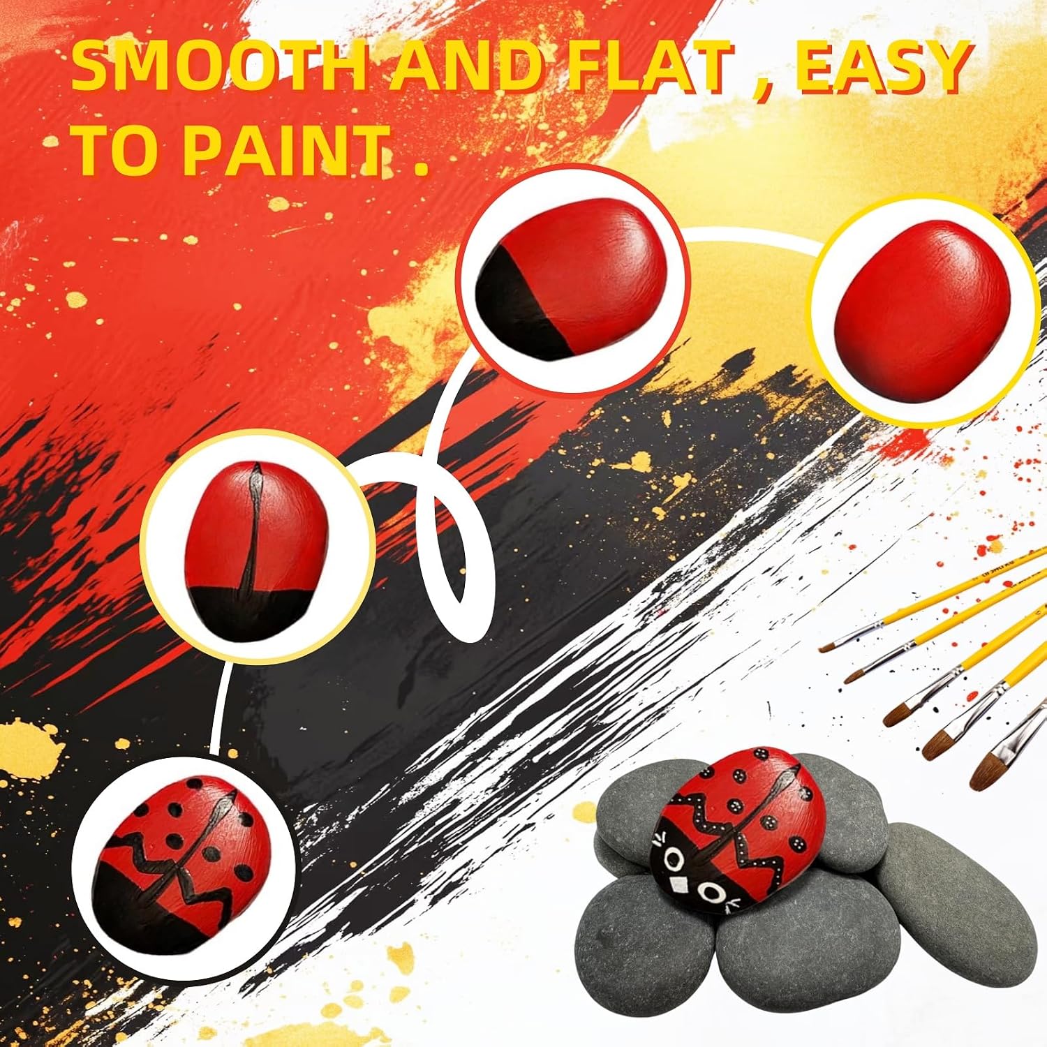 26PCS Rocks for Painting, 2-3 Inch Medium River Rocks to Paint, Flat Painting Rocks,Smooth Kindness Rocks for Crafts, DIY,Garden Decoration