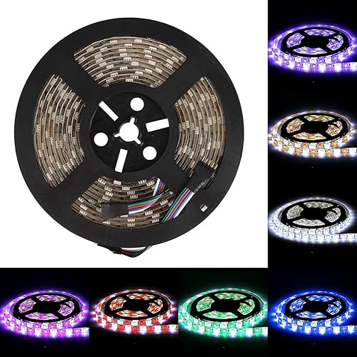 Miniatura 7 de SUPERNIGHT Tira de luces LED, 16.4 pies, 16.4 ft, SMD 5050, impermeable, 300 LED, RGB que cambia de color, tira de luz LED flexible (RGBW)..
