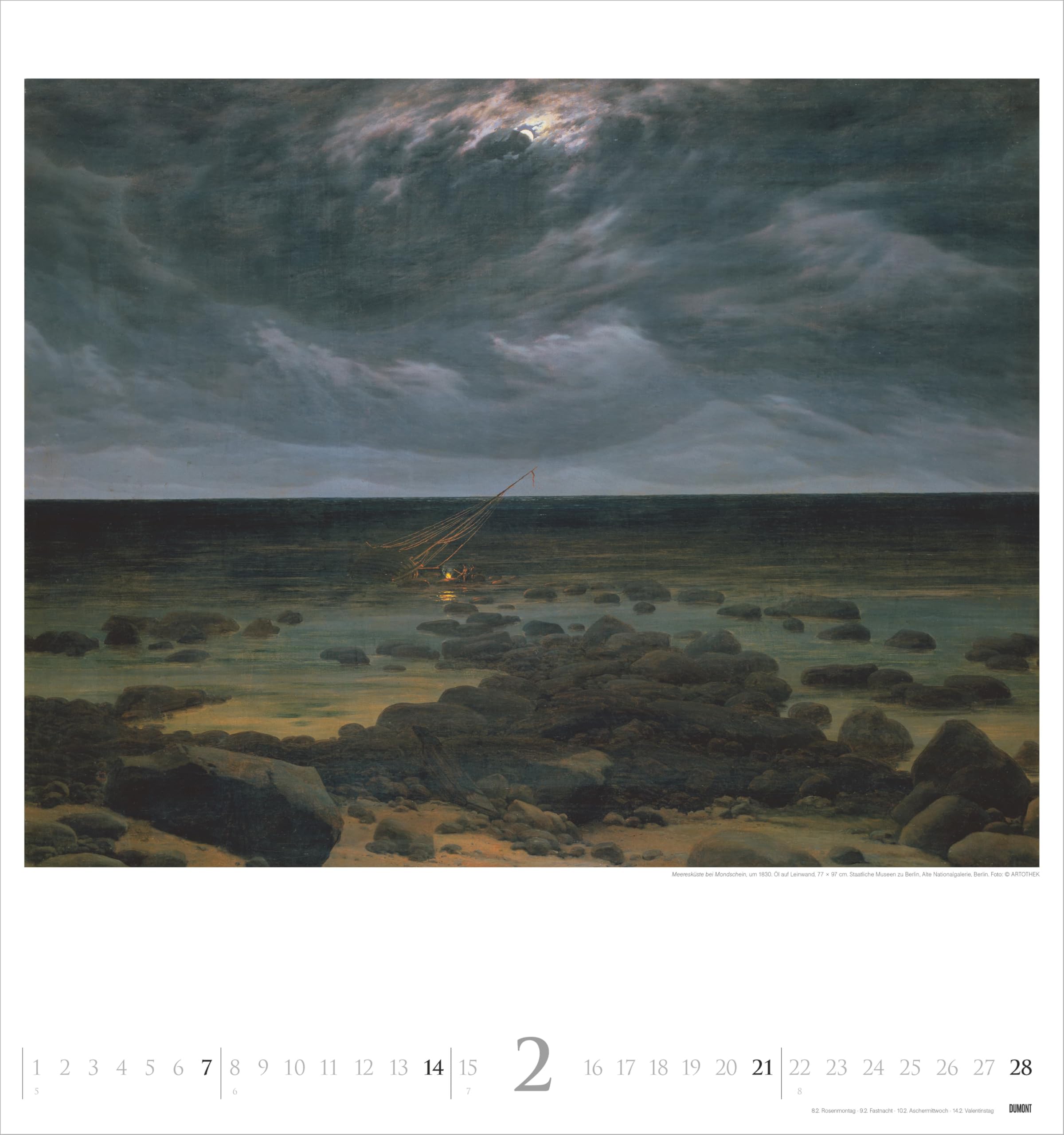 Caspar David Friedrich 2027: Kunstkalender 45x48 cm mit 12 romantischen Landschaftsgemälden und sprachneutralem Kalendarium
