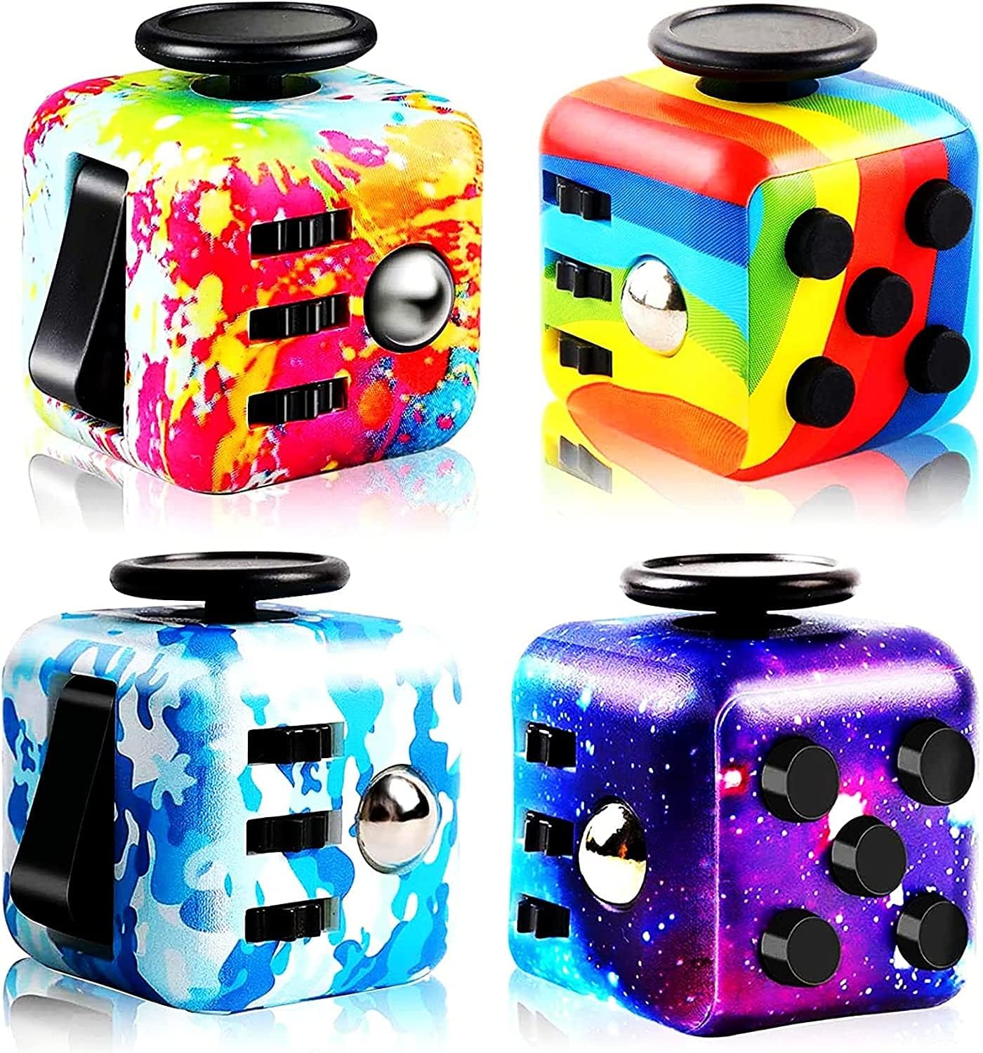 4pcs Pack Stress Cube，Fidget Magic Cube Stress and Anxiety Relief Toys, Fidget Toy Cubes Relaxing Hand-Held for Adults, Killing Time Cool Fidget Block for ADD/ADHD/OCD