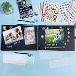 ZEEYUAN Wooden World Map Photo Album Scrapbooking 60 Pages Photo Book Scrapbooking Kit for Family Album, Wedding, Travel, Birthday
