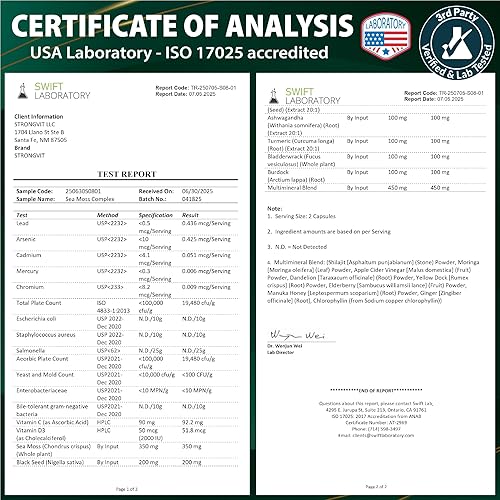 Miniatura 5 de Aceite de semilla negra de musgo marino Ashwagandha Jengibre, cápsulas de musgo marino orgánico con raíz de bardana, píldoras de musgo marino