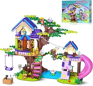 Friends Treehouse Building Toy - Friendship Treehouse Building Kit with LED Light, Slides, Swing, Animals - Creative Forest Toy Construction Set Gift for Kids 6 7 8 9 10-751Pcs