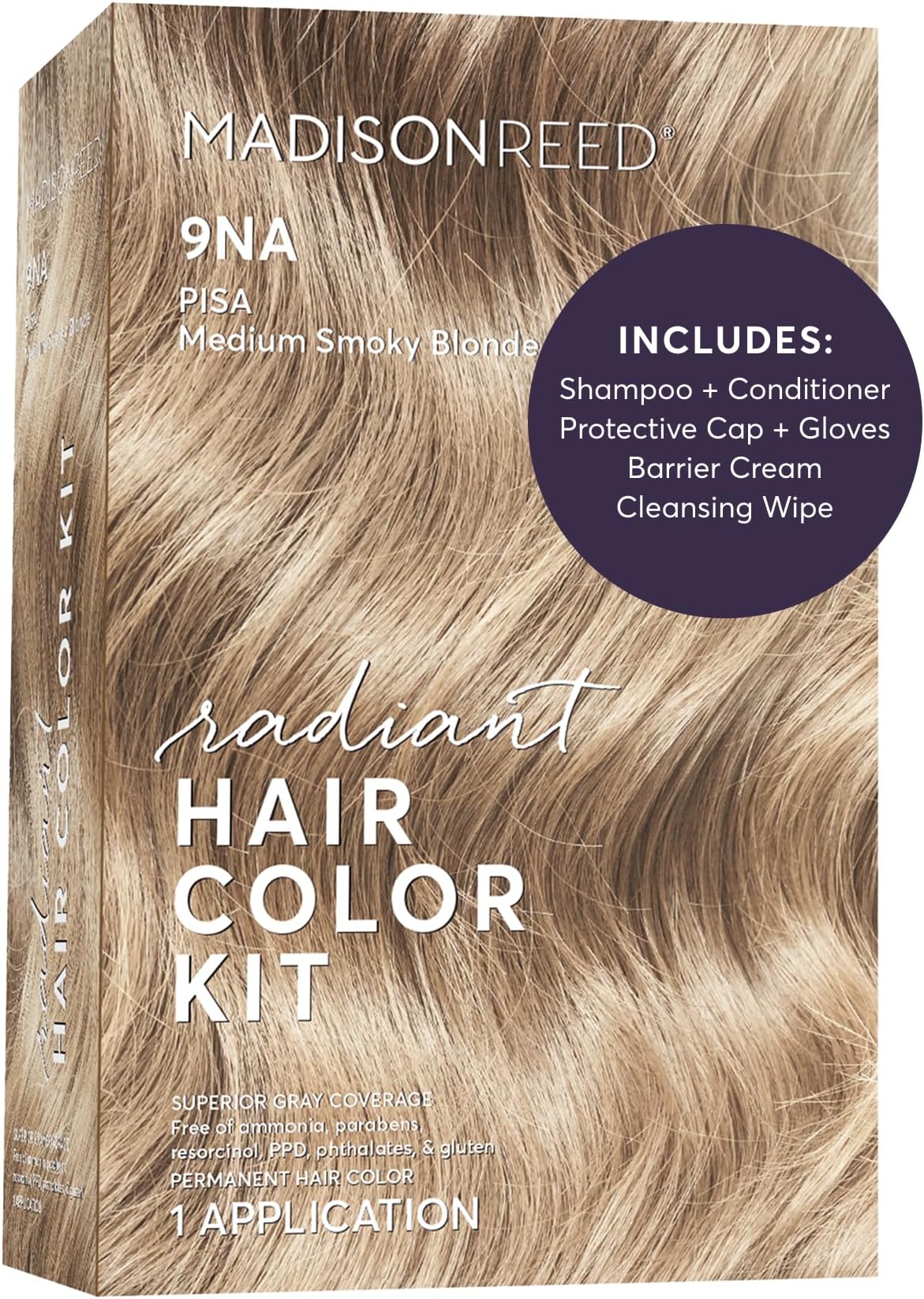 Madison Reed Radiant Hair Color Kit - 9NA Medium Cool Blonde with Ash Undertones (Pisa Blonde), Permanent Hair Dye, Superior Gray Coverage & Dimensional Color | PPD-Free & Ammonia-Free, 1 Pack