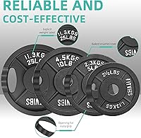 Vista 3 de Fitvids Barbell Weight Set, Cast Iron 1" Standard Weight Plates Including 5FT Standard Barbell Bar & Star Locks, 95 Pounds Set