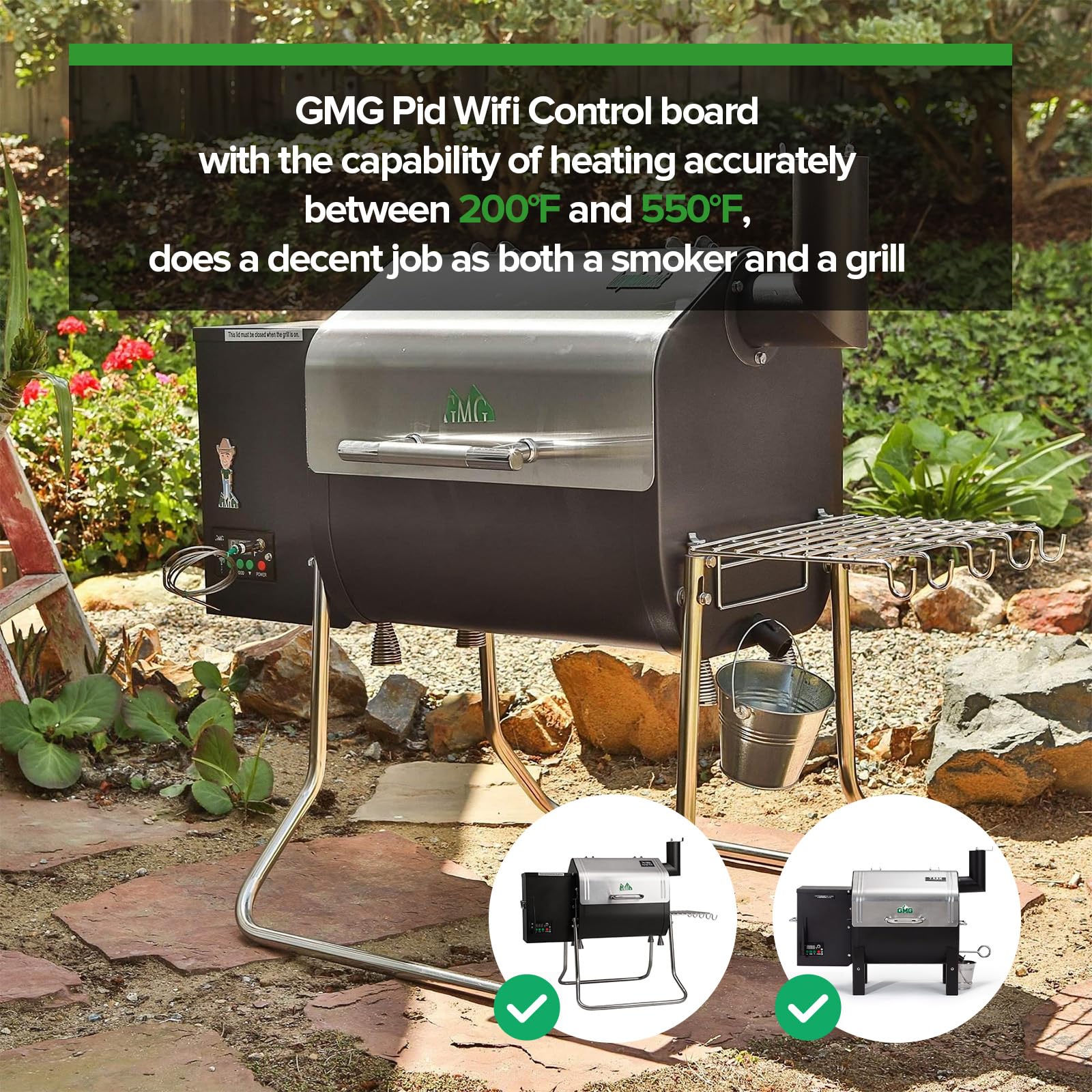 Placa de circuito de control digital con antena, compatible con Green Mountain Grills Davy Crockett Prime & Trek con WiFi, número de pieza P1010/P-1751