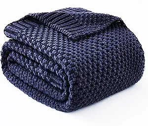 Topcee Knitted Weighted Blanket - 60"x80" 20lbs Queen Size Cooling Chunky Knit Heavy Blanket for Adults Cable Yarn Knit Decorative No Beads Soft Cozy and Cooling Weighted Throw Machine Washable