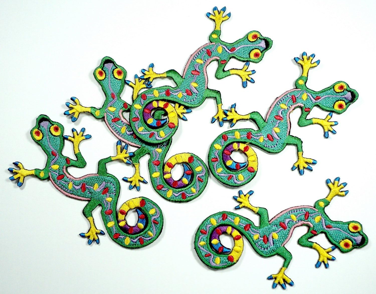 Lizard gekko salamander retro hippie hippy boho 70s Appliques Hat Cap Polo Backpack Clothing Jacket Shirt DIY Embroidered Iron On / Sew On Patch(5 pieces)