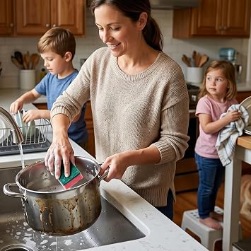 IDEA Home Ms. Kitchen Kitchen Sponges 7.5 x 5 x 2.5 cm Dense Medium Sponges Scouring Pad Durable for Dishes Pans and Pots Set of 10