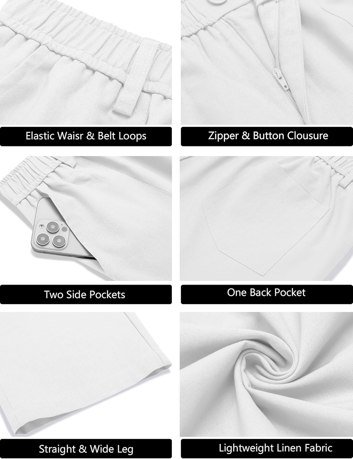 COOFANDY Men's Casual Linen Cotton Pants Elastic Waist Summer Beach Trousers Lightweight Yoga Vacation Pants - Image 5