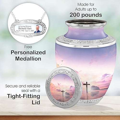 Miniatura 4 de Urnas de cremación cruzadas de espiritualidad para adultos cenizas masculinas y mujeres urnas de entierro de 200 libras para cenizas humanas urnas