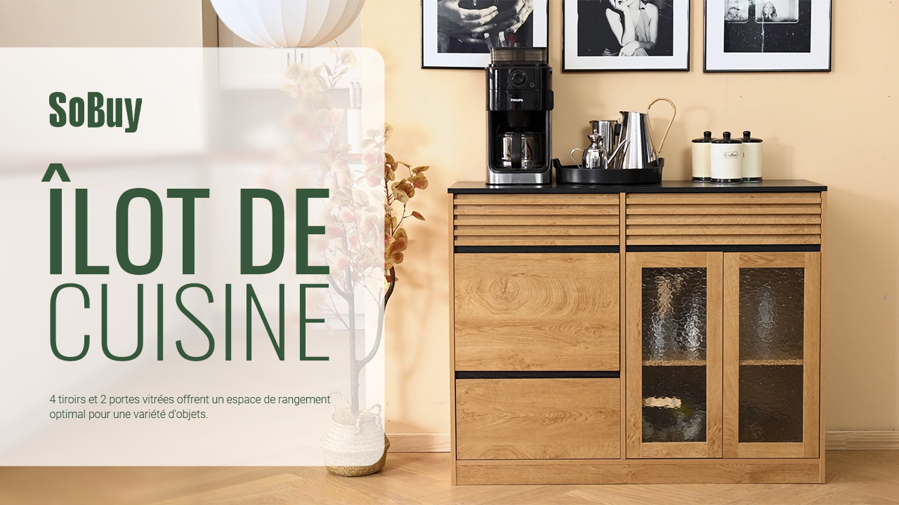 Buffet De Cuisine 3 Portes Et 2 Tiroirs Avec Compartiment Poubelle - Blanc 92x40x180 Cm - SoBuy Meuble Rangement Moderne