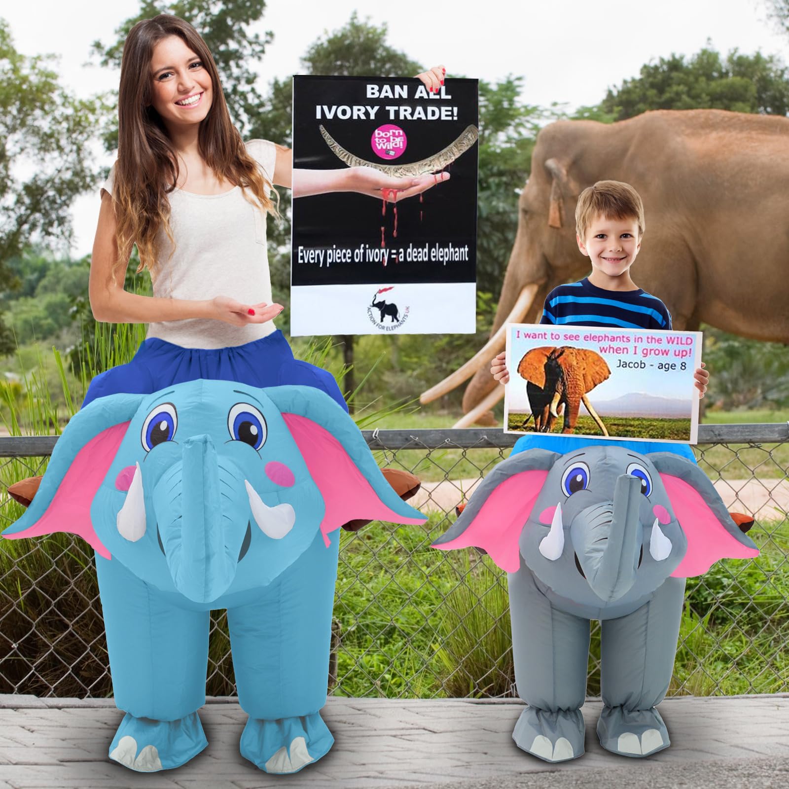 Anroong Inflatable Elephant Costume for Adult Halloween Blow Up Ride on Elephant Animals Suit Cosplay Party - Image 3