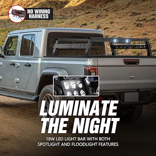 Vista 34 de Bastidores ajustables de 14.6 a 17.4 pulgadas de altura para caja de camioneta con 2 luces LED compatibles con Tacoma/Tundra/Silverado 1500/Sierra