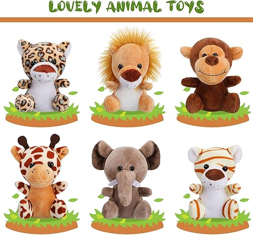 Miniatura 3 de Juguetes de peluche de animales de la selva de 12 piezas de 48 pulgadas de peluche de elefante león jirafa y tigre para fiestas temáticas de