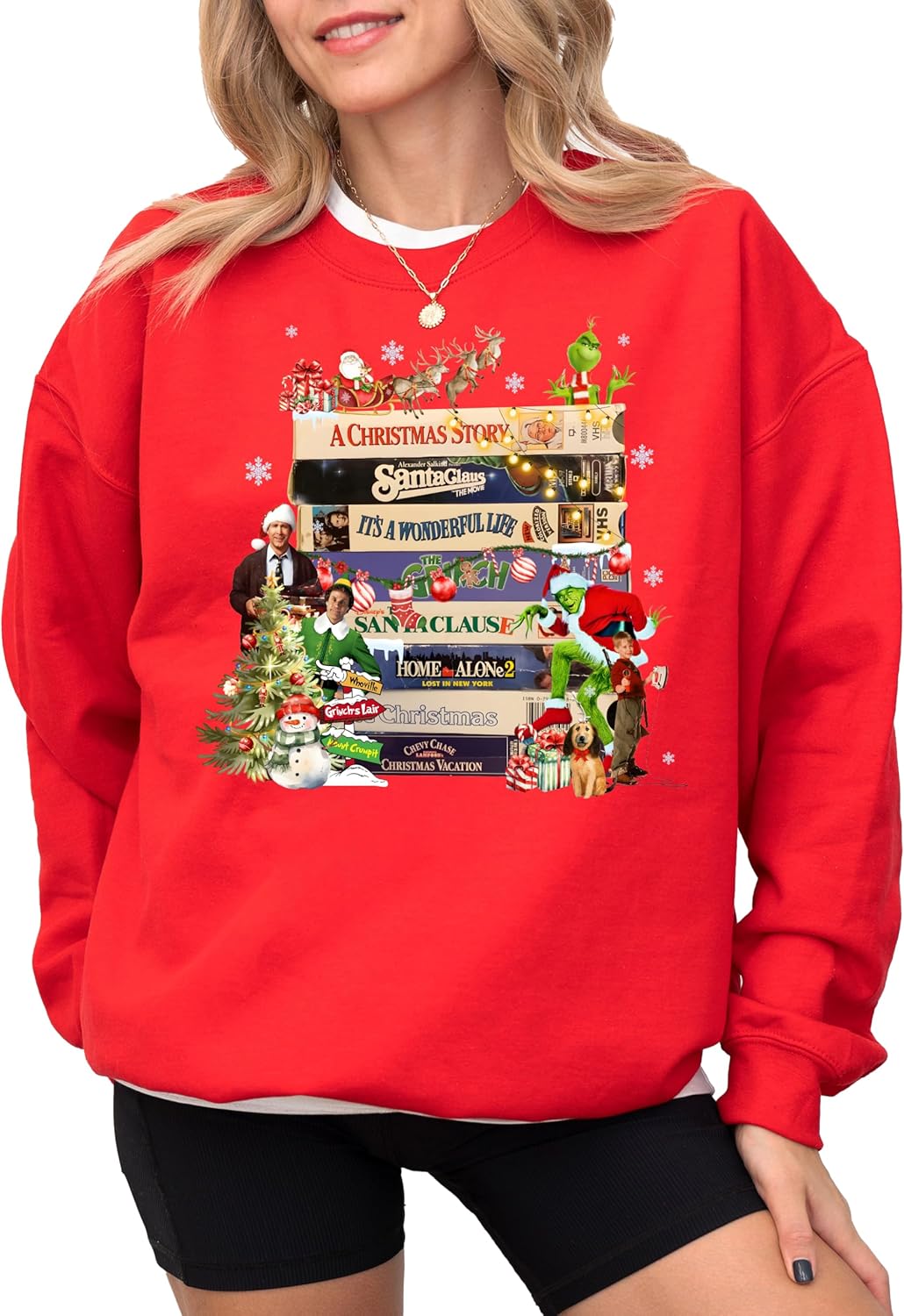 Christmas 90s Movies Sweatshirt, Christmas Sweatshirt for Woman, Merry Christams Shirt, Christmas Movie Tshirt, Holiday Sweater, Ugly Christmas Movie Sweater Multicolor - Image 2