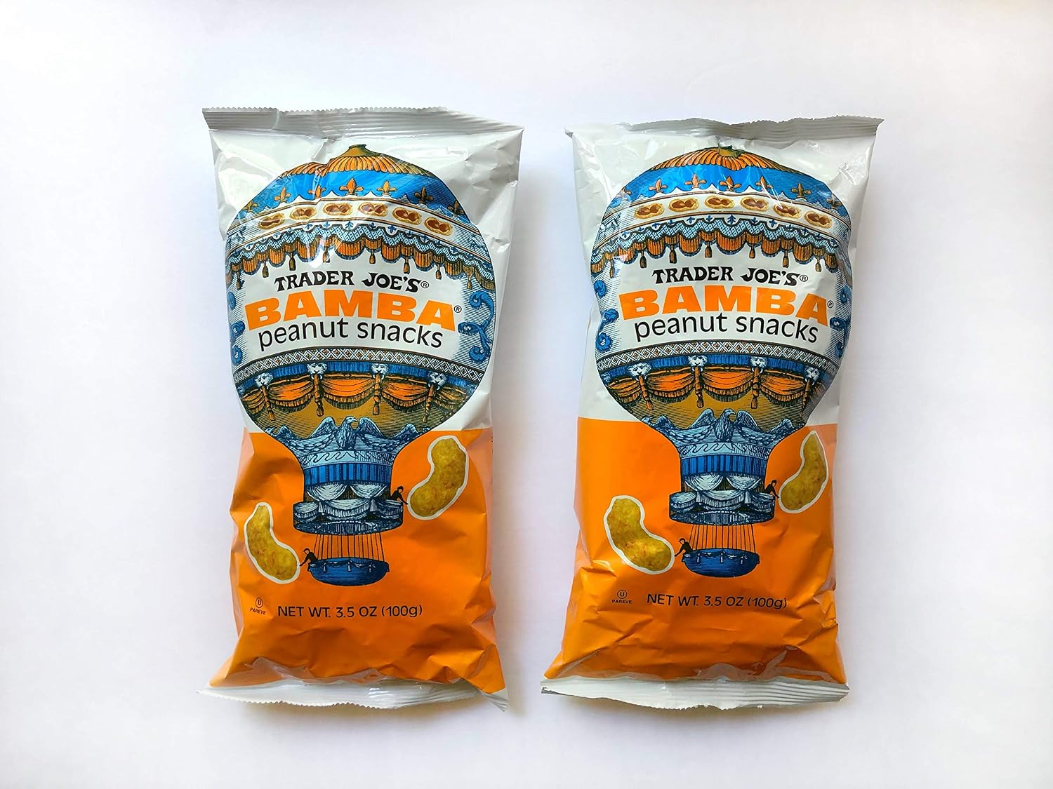 Trader Joe's Israel Bamba Peanut Snacks, 3.5 oz (100g), Set of 2 Bags, Kosher Pareve