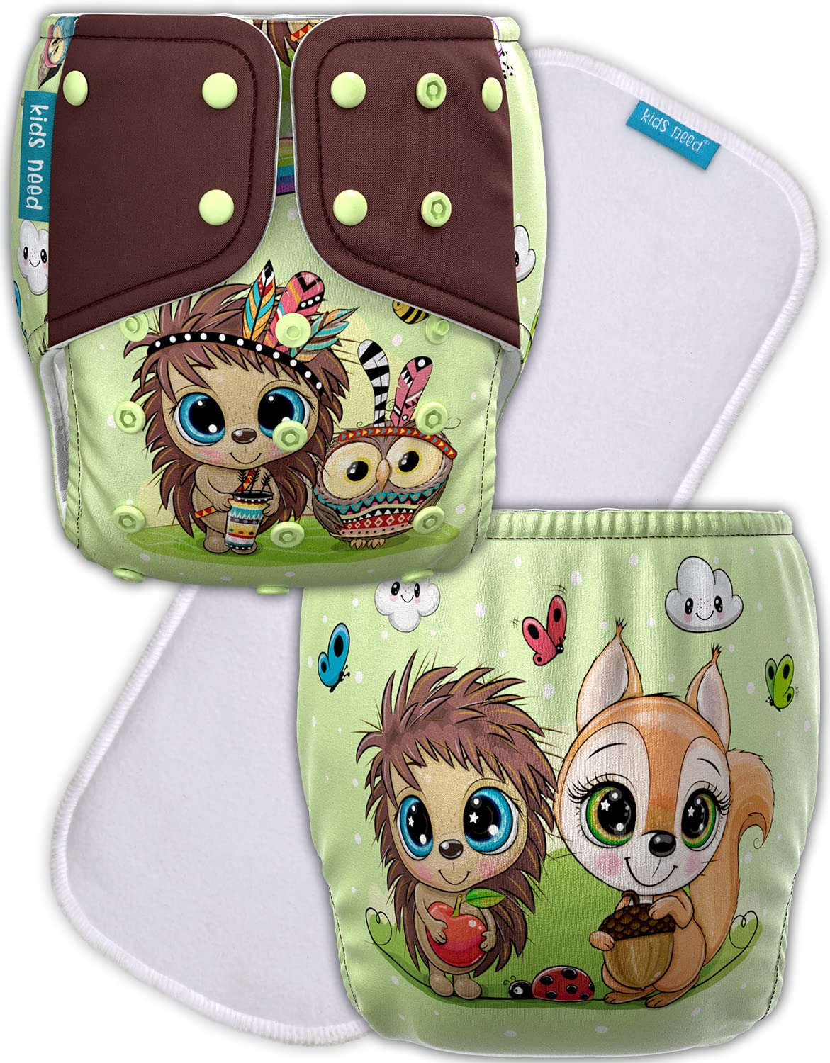 Kids Need Leakage Proof cloth diaper for babies 0 to 3 years High Absorbent 1 Reusable diaper cover 1 Insert pad combo Pack 5-18Kg Adjustable free size Washable Pocket cloth diapers for babies W2