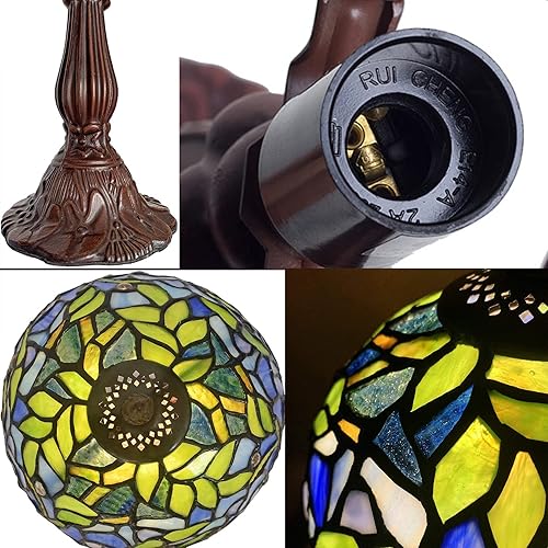 Miniatura 6 de Lámpara azul, lámpara morada, lámpara de glicina, lámpara Tiffany, lámpara de vitral, mini mesita de noche para dormitorio, lámpara de piano de