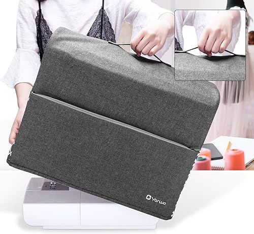 Miniatura 2 de Yarwo Cubierta antipolvo para máquina de coser con asa superior y bolsillos, compatible con Brother, Singer y la mayoría de máquinas de coser