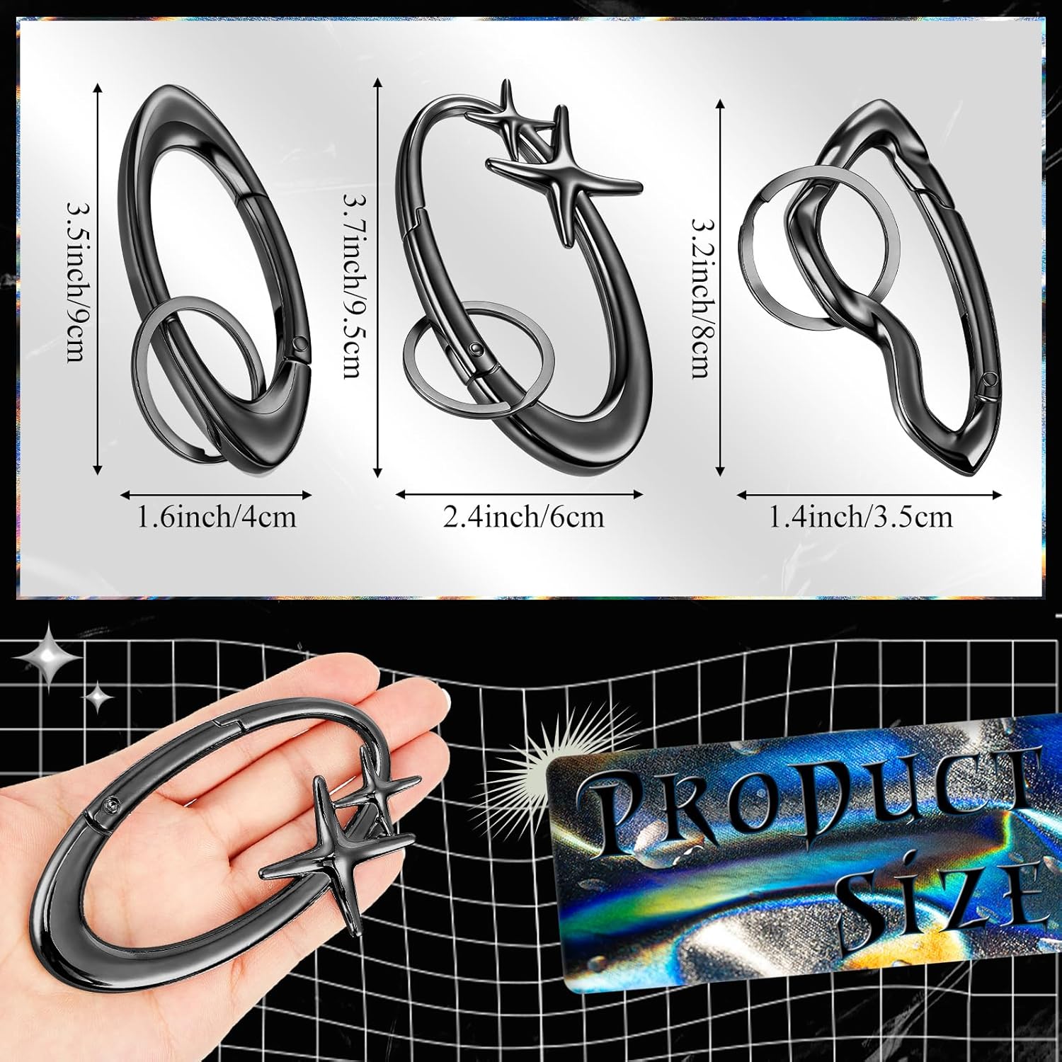Nosiny 3 Pcs Y2k Keychains Cool Cute Carabiner Y2k Key Ring Belt Loop Buckle Holder for Backpack Bag Gift Punk Gothic Decor - Image 2