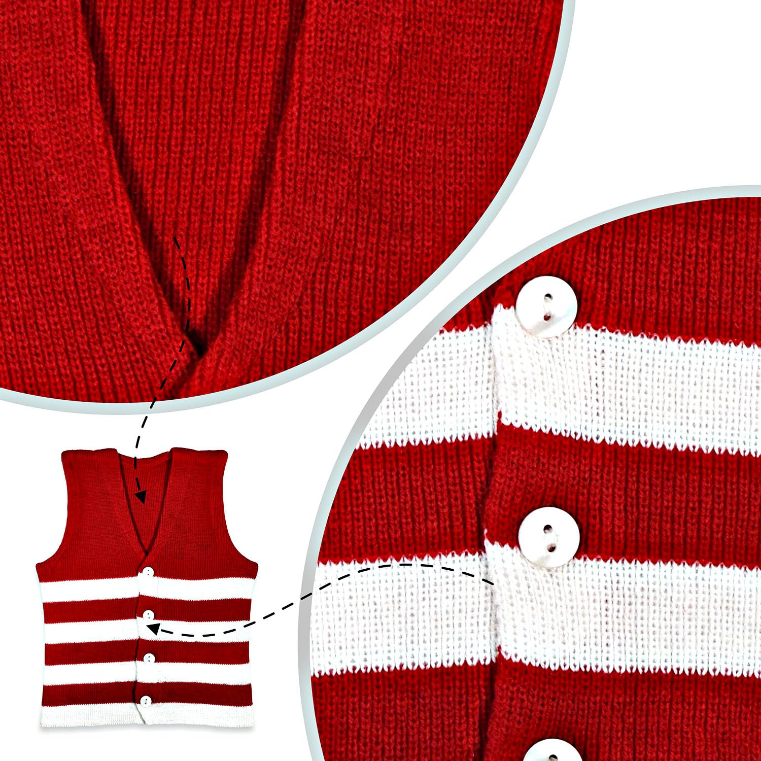 KIDSKA New Baby Woolen Sleeveless Front Open Sweater/Baby Woolen Clothes(Multicolor, 0 to 3 Months) - Pack of 2 - Image 5 thumbnail