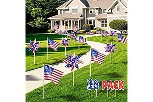 Patriotic Pinwheels and Flags Decor for 4th of July Parade