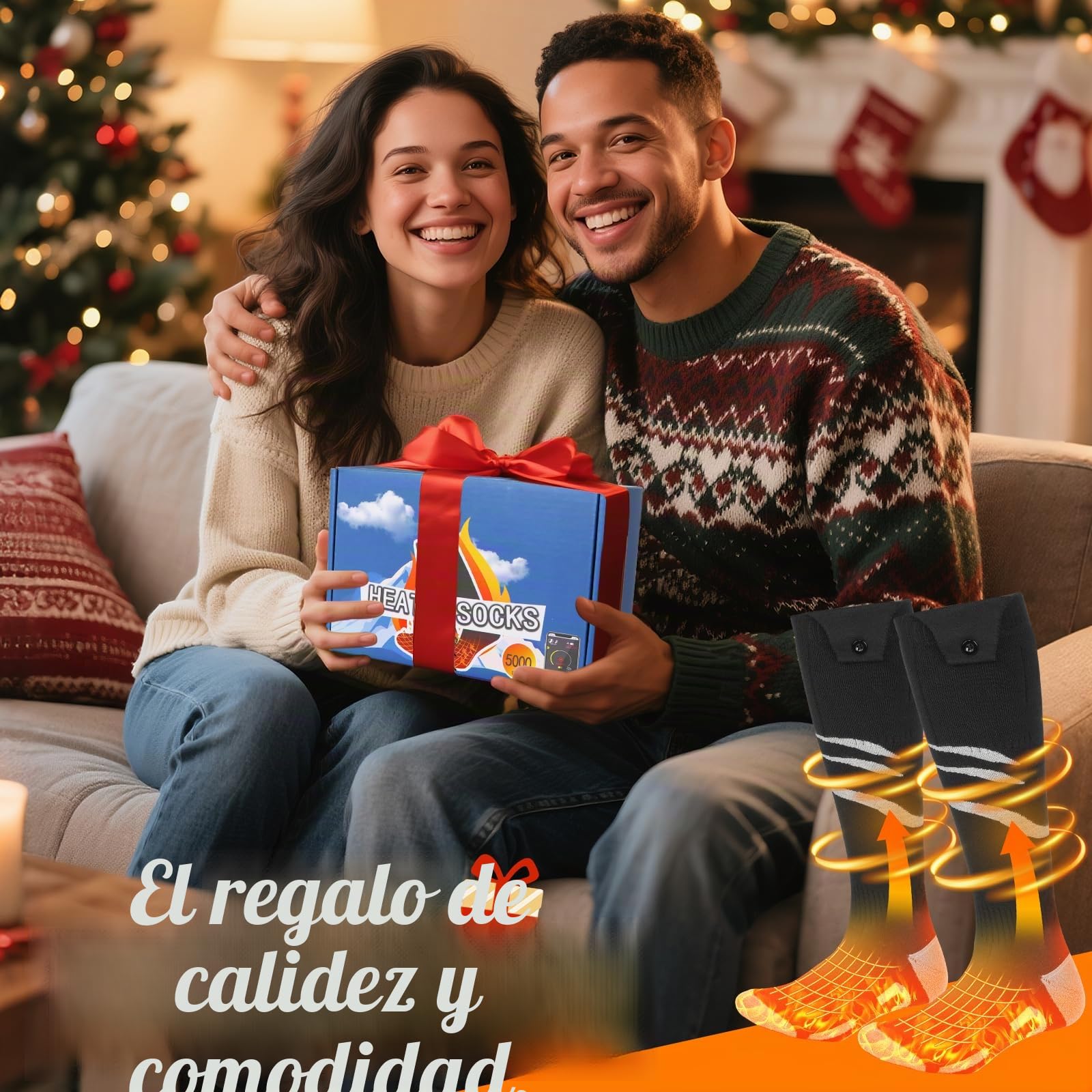 Calcetines Calefactables con App 5000mAh Batería Recargable Hombres Mujeres 4 Temperaturas Ajustables Ciclismo Al Aire Libre Camping Senderismo Motocicleta Esquí L Tamaños