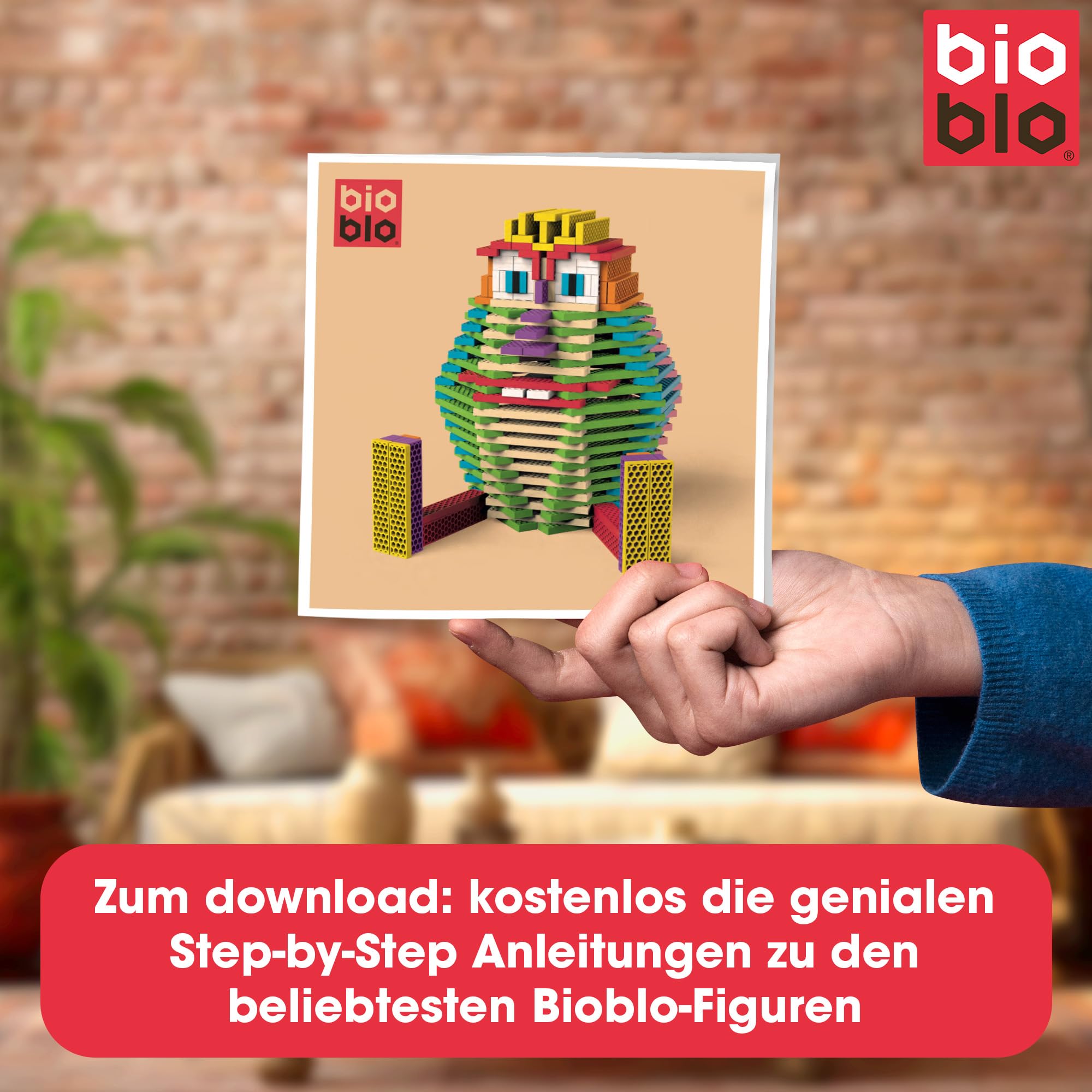 bioblo Big Box Multi Mix mit 340 Stück, Nachhaltige Bunte Bauklötze für Kinder ab 3 Jahren, Holzbausteine Kinderspielzeug, STEM Montessori-Spielzeug für Stapel- & Balancierspiele