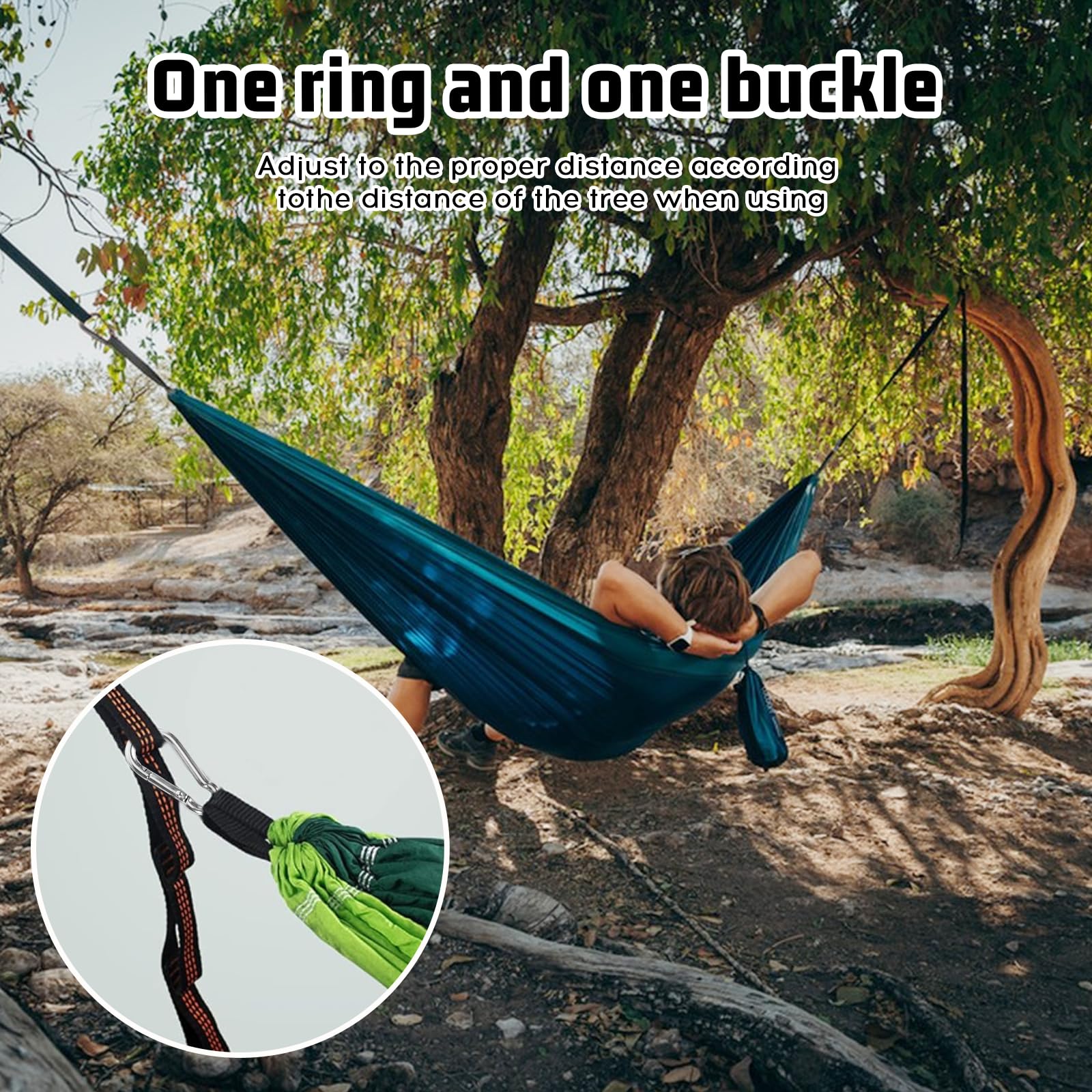 Juego de fijación para hamaca, kit de cuerda de suspensión, juego de suspensión de 300 kg con correas para árbol, fijación de columpio para hamaca de barra, cuerda de hamaca con 2 mosquetones