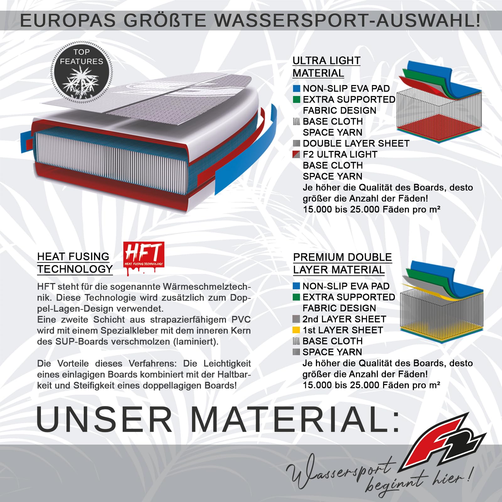 F2 SUP Stand Up Paddle Board Lotus Damen - Größe/Farbe/Zubehör wählbar