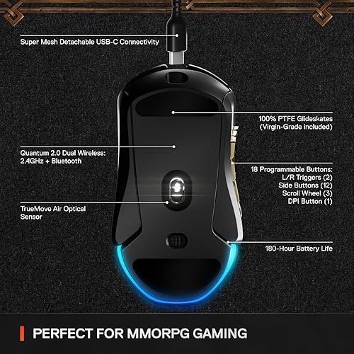 Miniatura 3 de SteelSeries Aerox 9 Wireless: World of Warcraft Edition - Artículo gratuito en el juego - Mouse MMO Gaming - 18 botones programables - Ligero