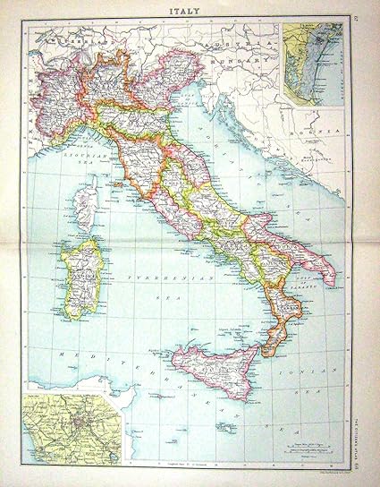 Carte C1900 Italie Sardaigne Corse Sicile Malte Rome L Ile D Elbe De Bartholomew Amazon Fr