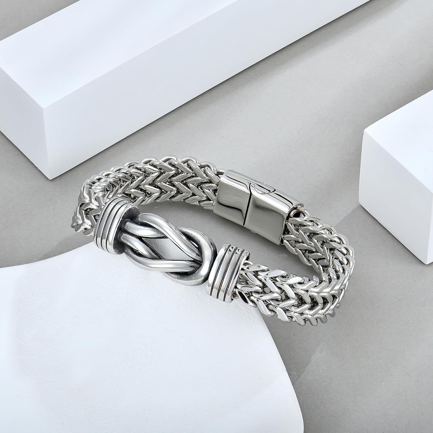 STARCHENIE Infinity Knot Bracelet 316L Stainless Steel Double Layer Braided Franco Chain for Men - Image 4