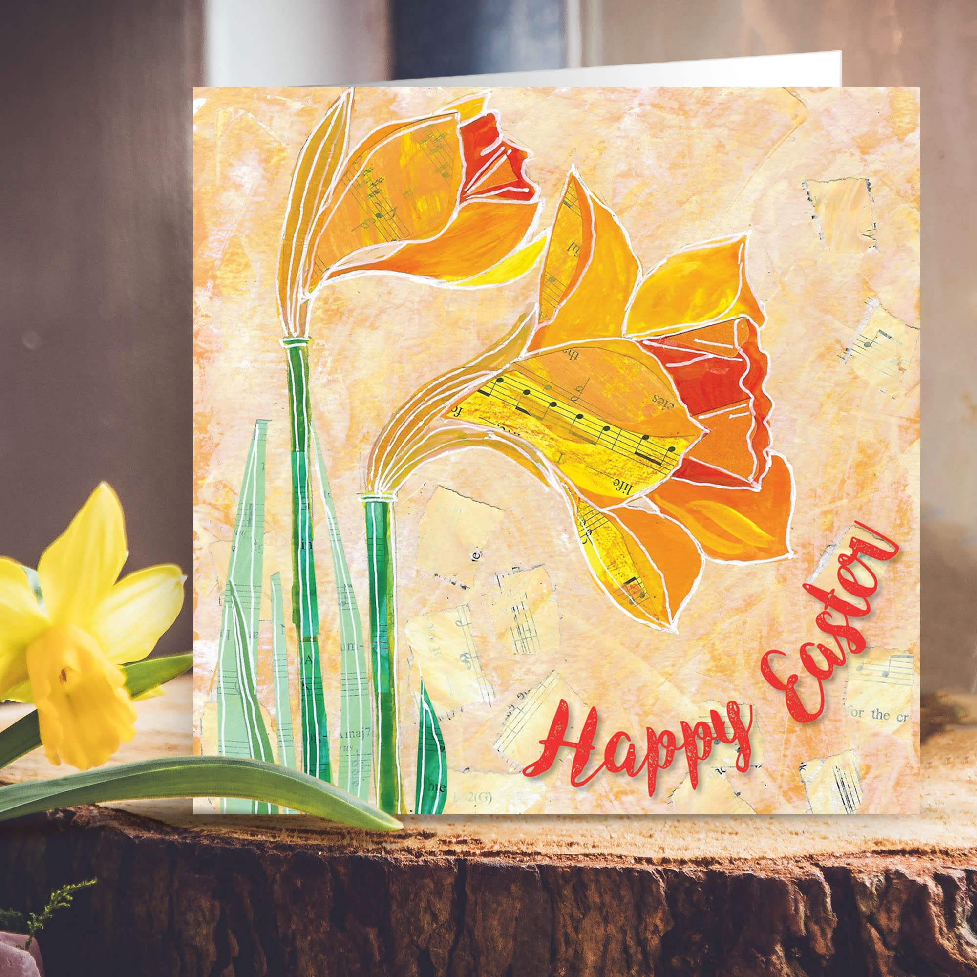 Easter Cards - Daffodils, pack of 5, with white envelopes and greeting inside. Easter cards for all the family by Just Cards Direct - Image 4