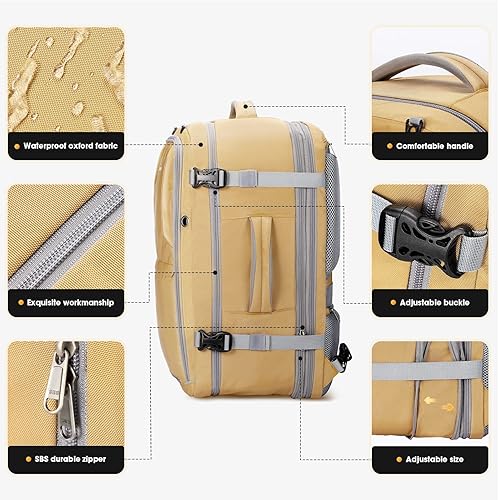 Miniatura 4 de Maelstrom Mochila de equipaje impermeable con bolsa de zapatos oculta, Amarillo, 40L, Mochila impermeable para equipaje con bolsa oculta para zapatos
